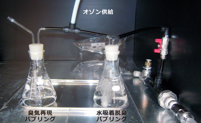 水吸着とオゾン分解の複合脱臭実験